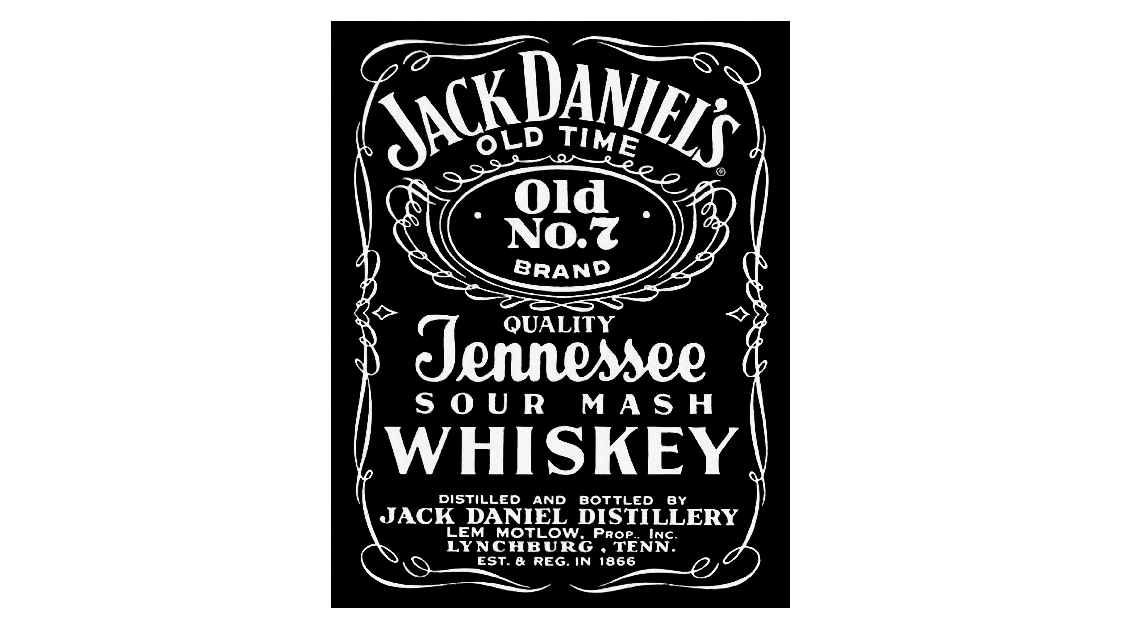 jack daniels bottle black and white