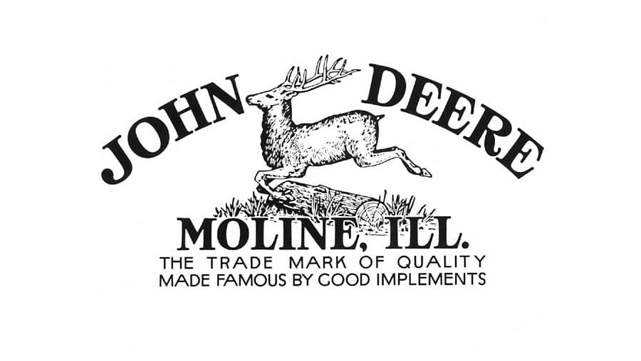 John Deere Quality Farm Equipment Green and White Buck Deer Logo