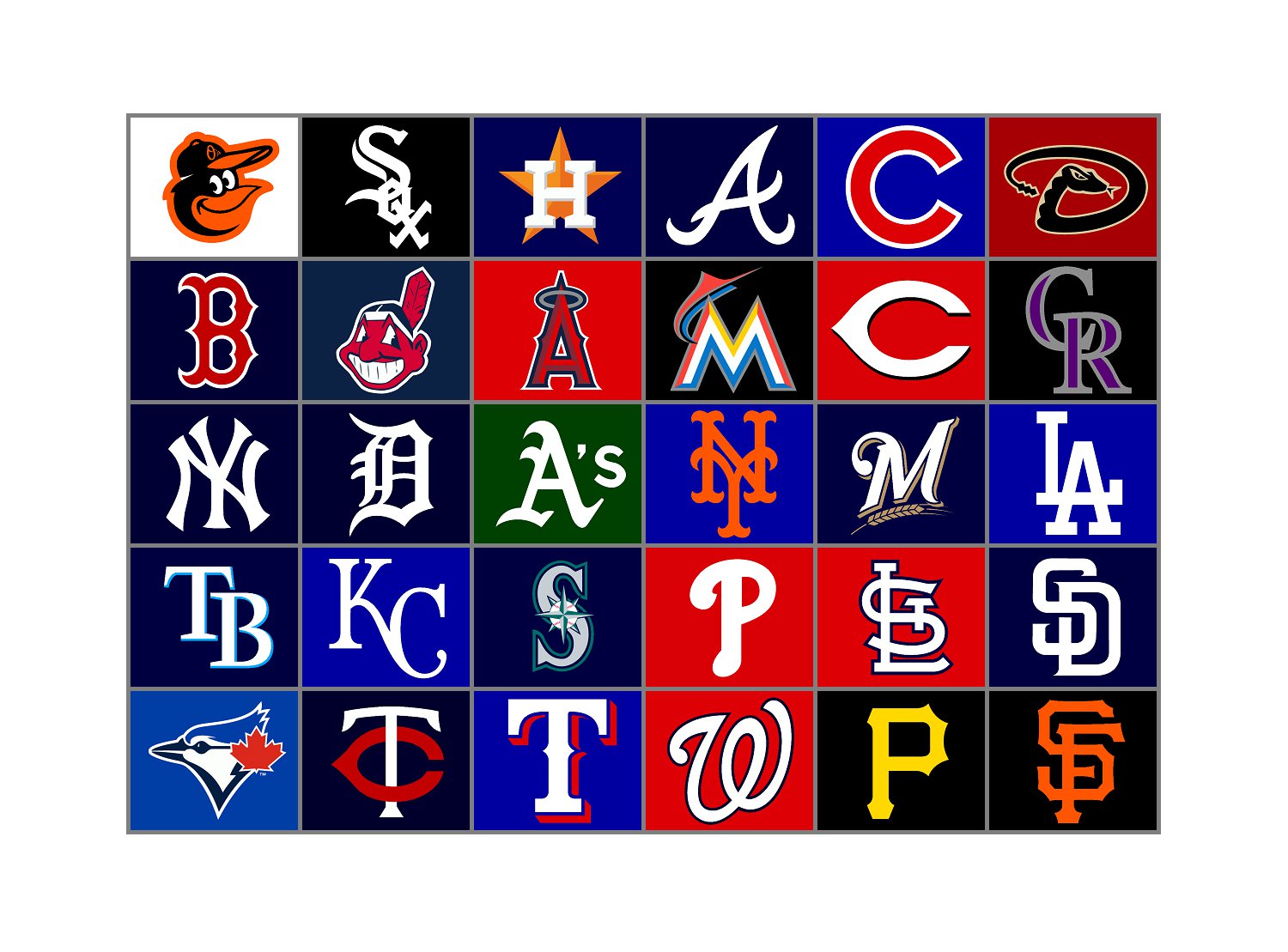 MLB Major League Baseball Team Logo Stickers Set of 30 Teams  Etsy