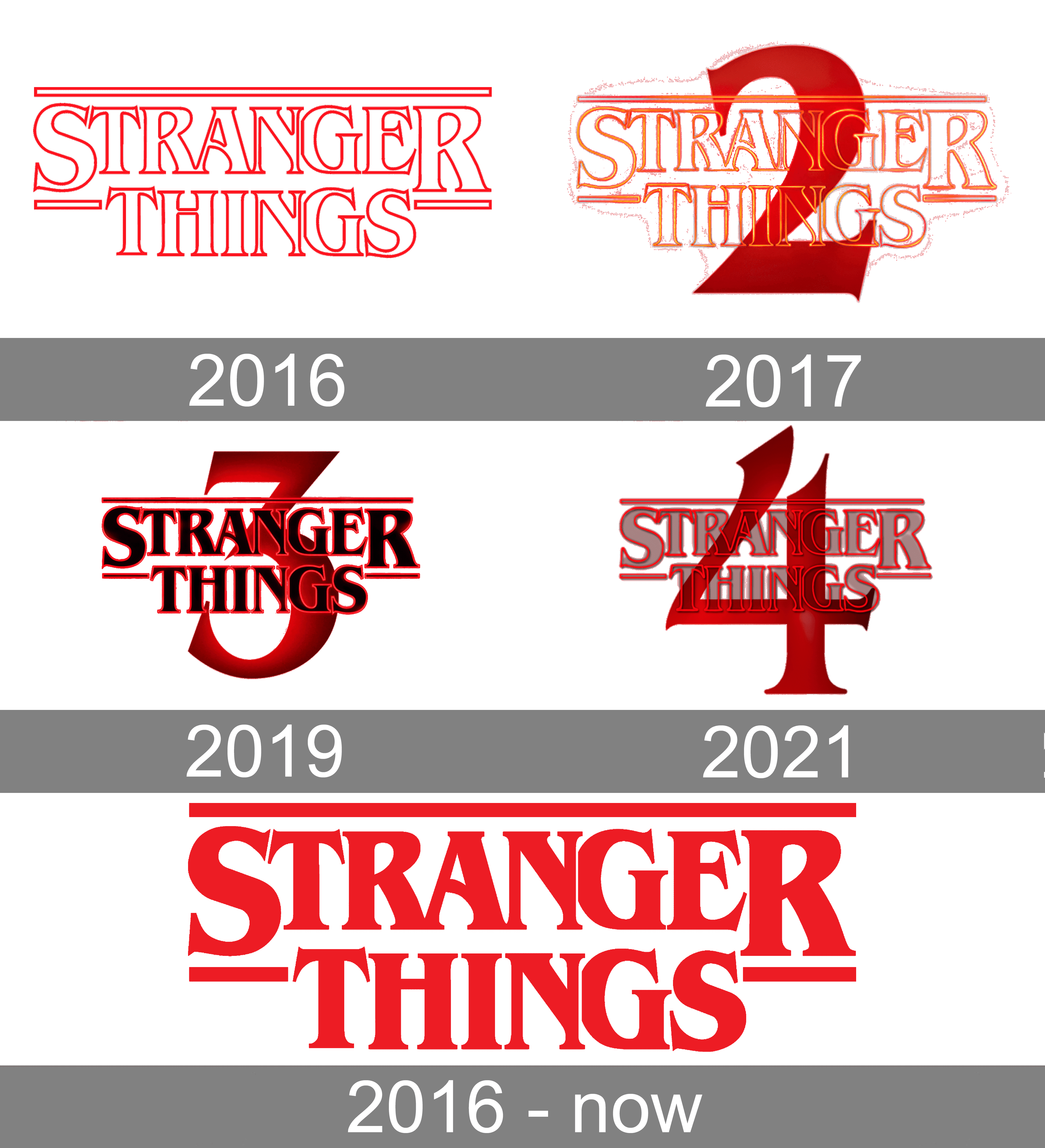 STRANGER THINGS - SEASONS 1, 2, 3 & 4 - TV SHOW POSTER SET (REGULAR STYLES  1)