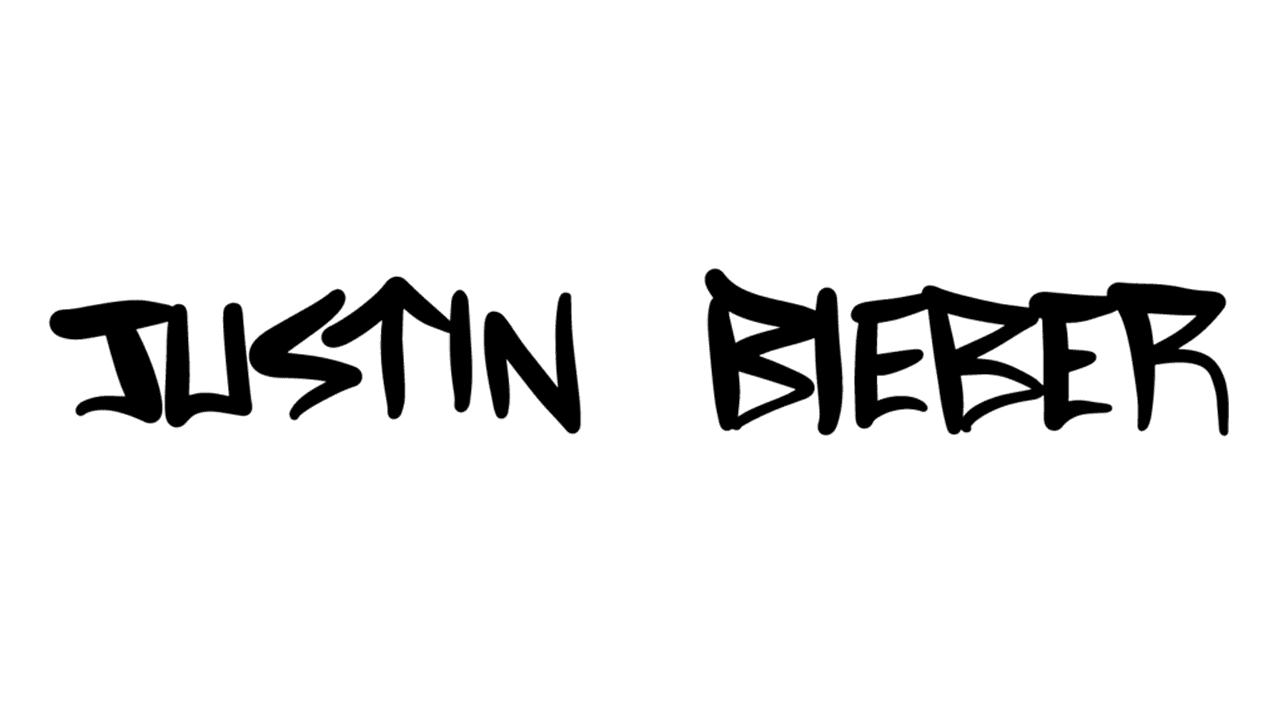 justin biebers name in bubble letters