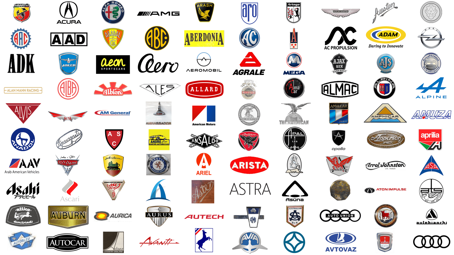 Cars brands and logos that start with A