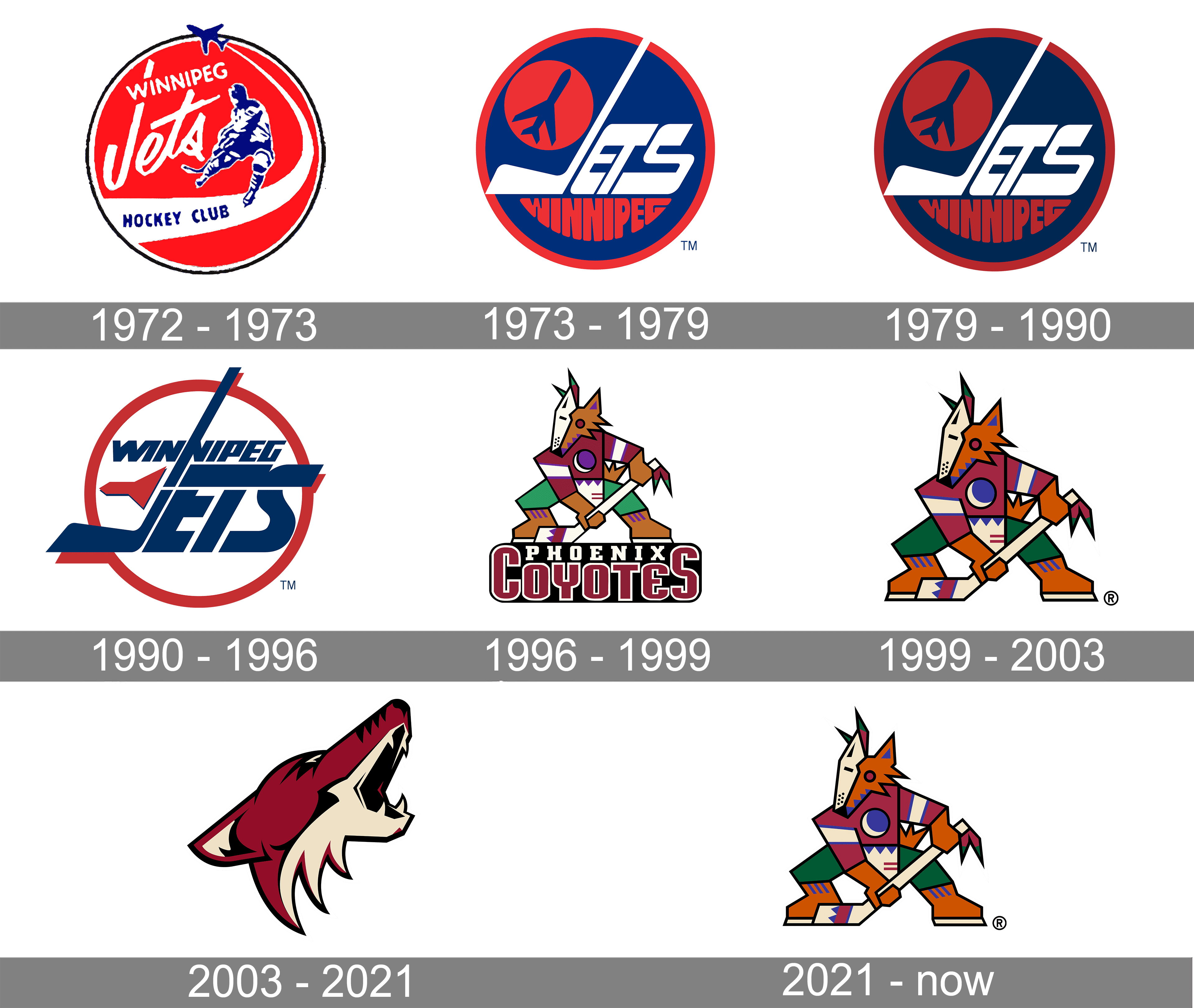 Coyotes primary logo timeline including a clean mockup of the possible new  full-time Kachina logo as recently spotted outside GRA : r/Coyotes