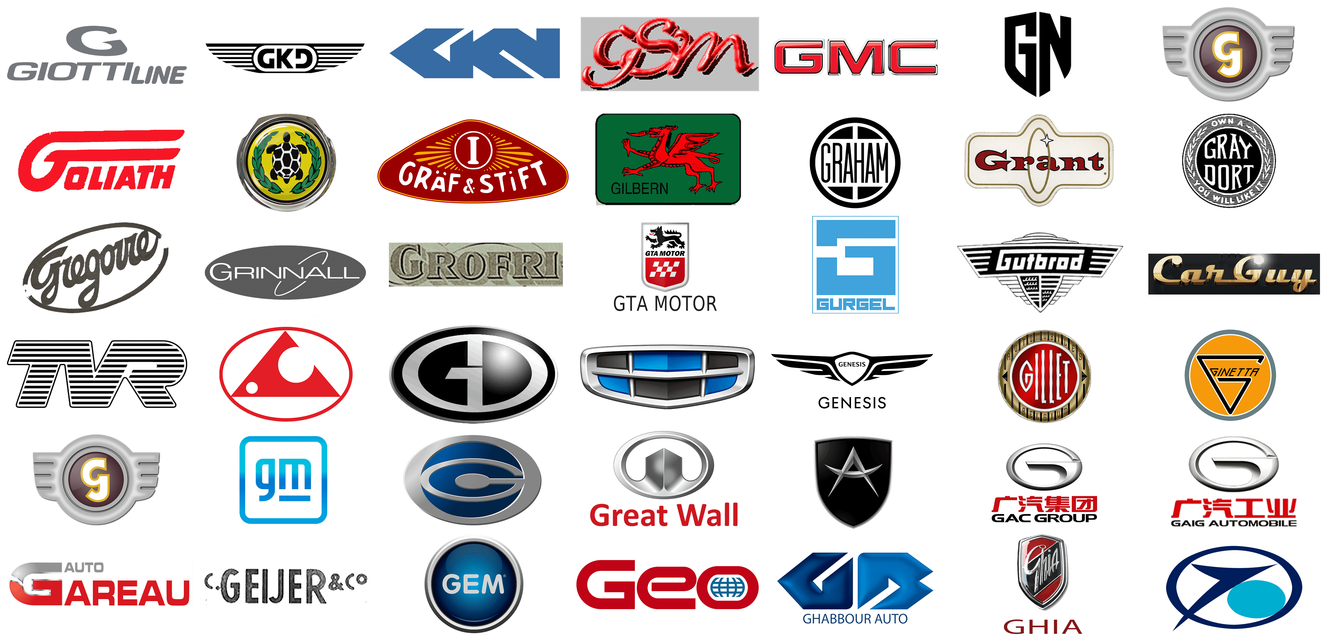 Car brands and logos that start with G