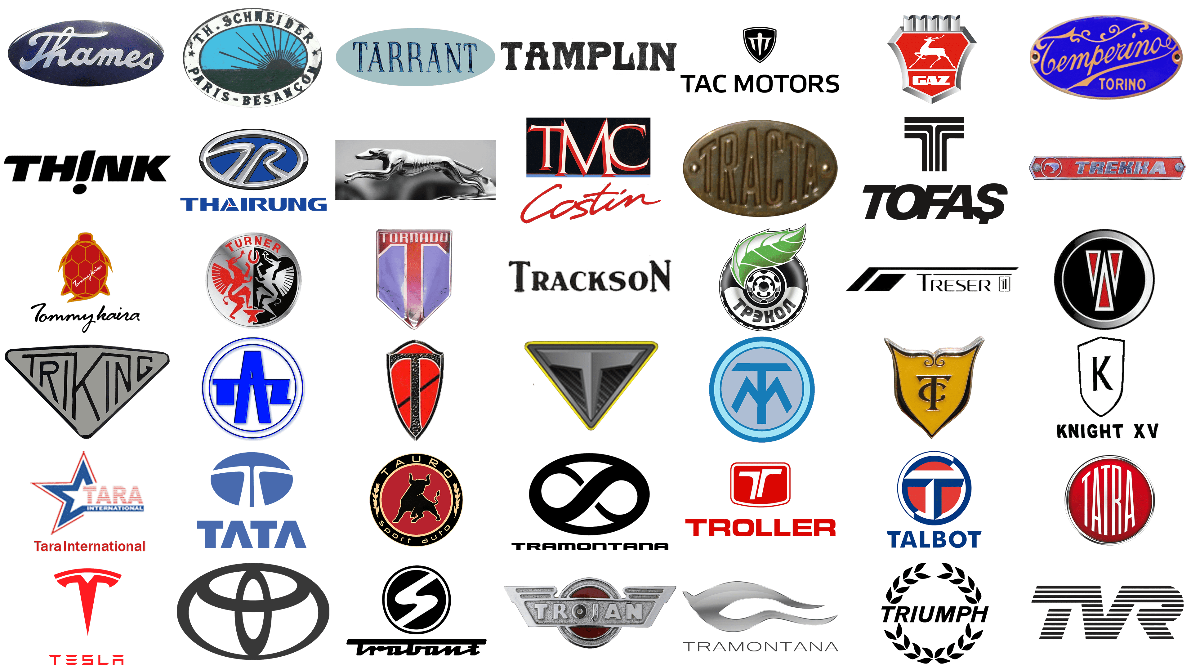 Car brands and logos that start with T
