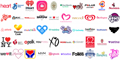Most famous logos with a heart