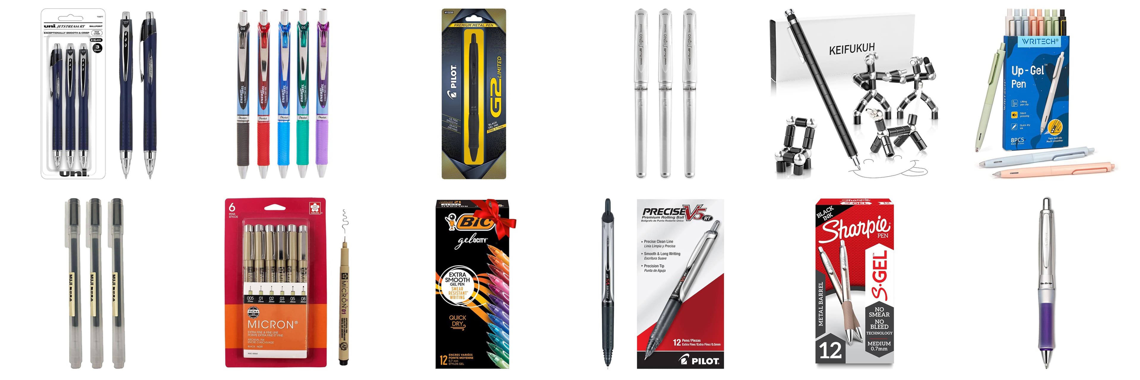 WRITECH Gel Pens Fine Point: Retractable Black Ink 1 Count (Pack of 8)