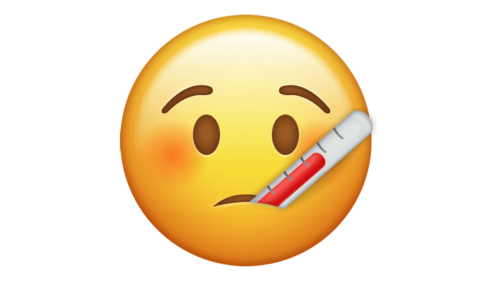 Sick Emoji with a thermometr in the mouth